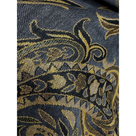 Gray and gold paisley print large scarf size 68 X 27 - Picture 10 of 10
